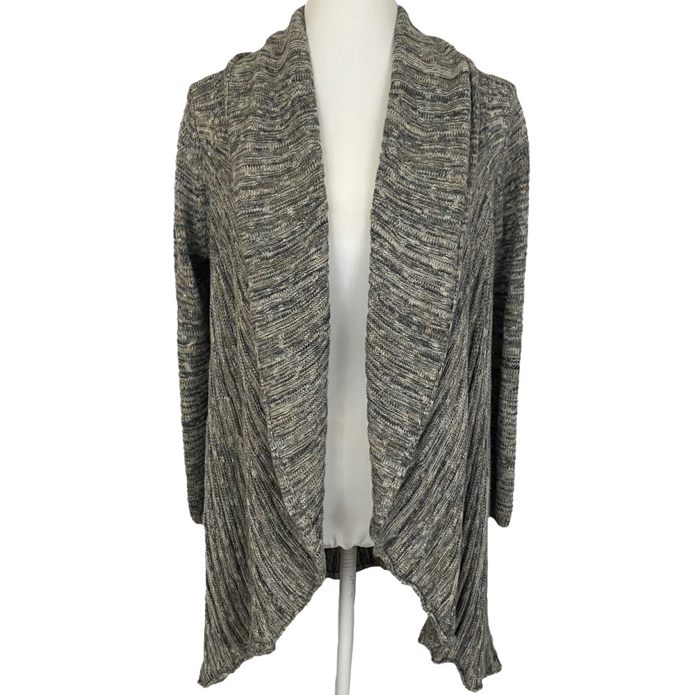 NIC+ZOE | Marbled Gray Long Sleeve Draped Waterfall Cardigan Sweater Duster